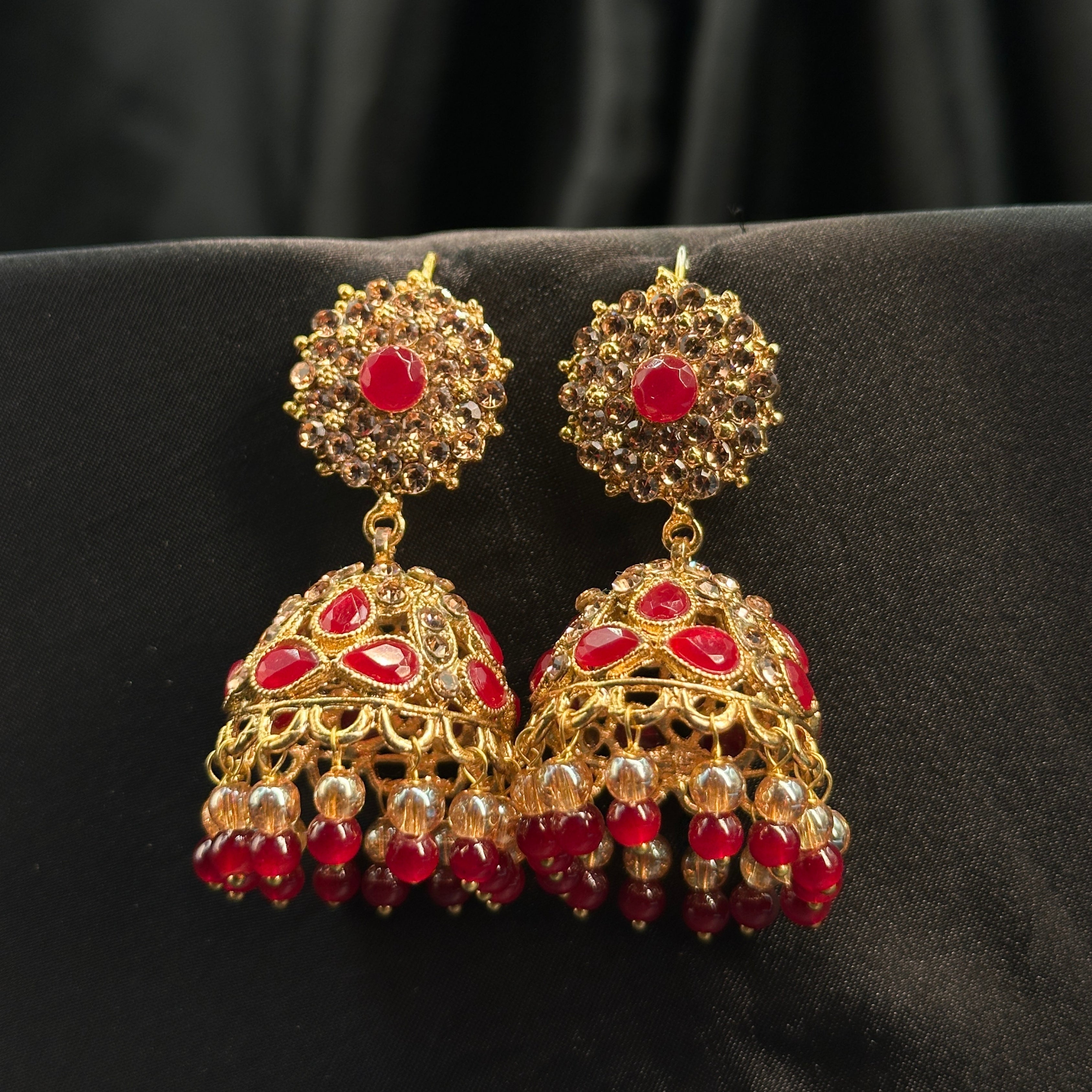 Royal Ruby Jhumka Red Earrings