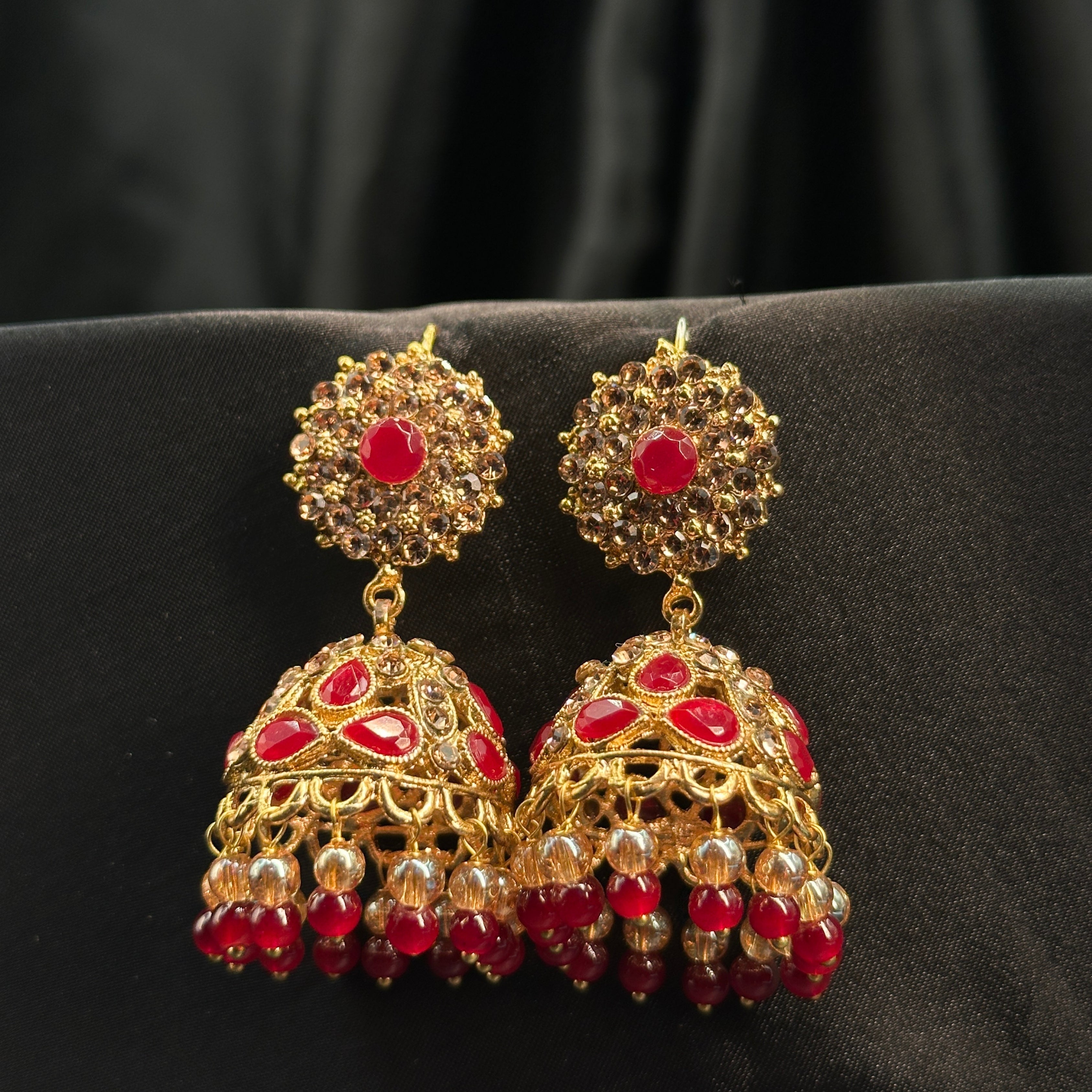 Royal Ruby Jhumka Red Earrings