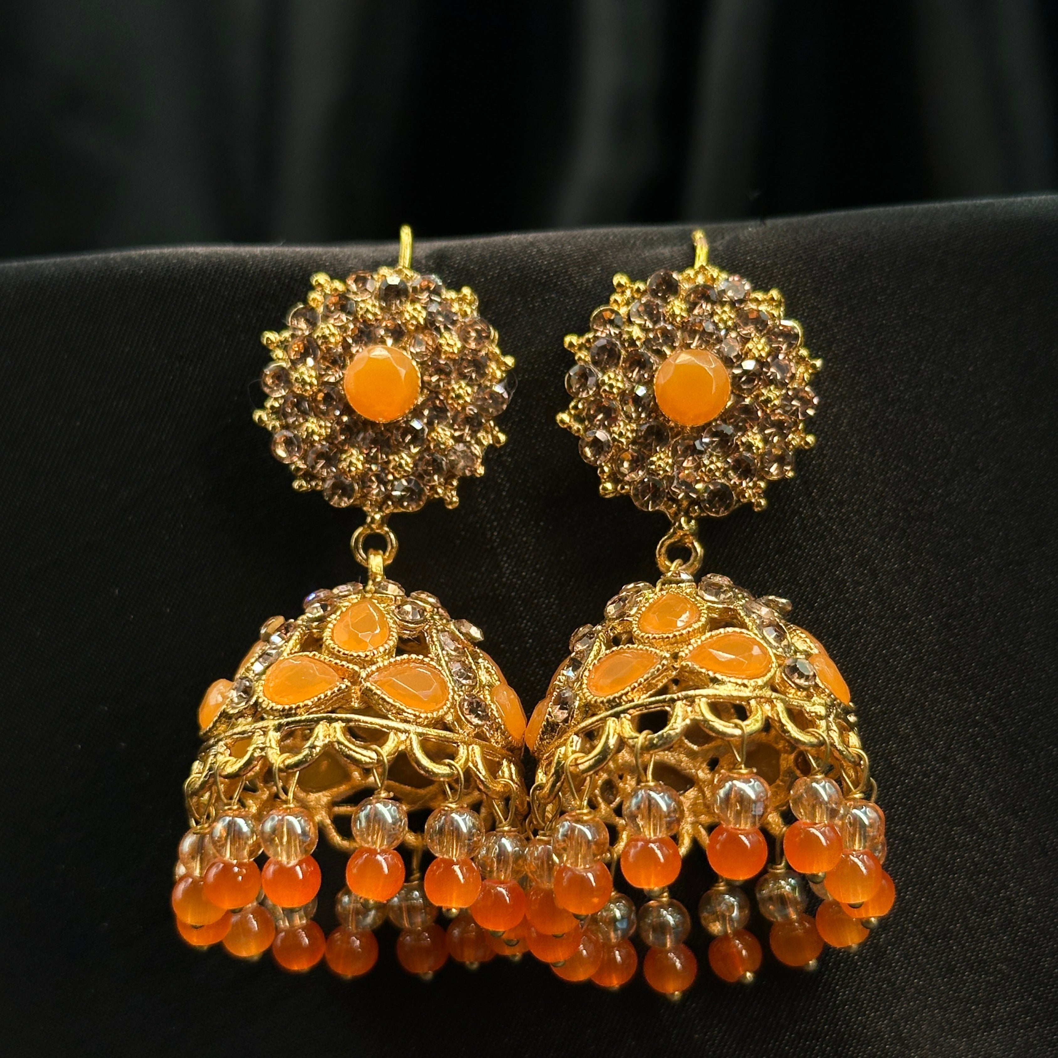 Royal Ruby Jhumka Orange Earrings