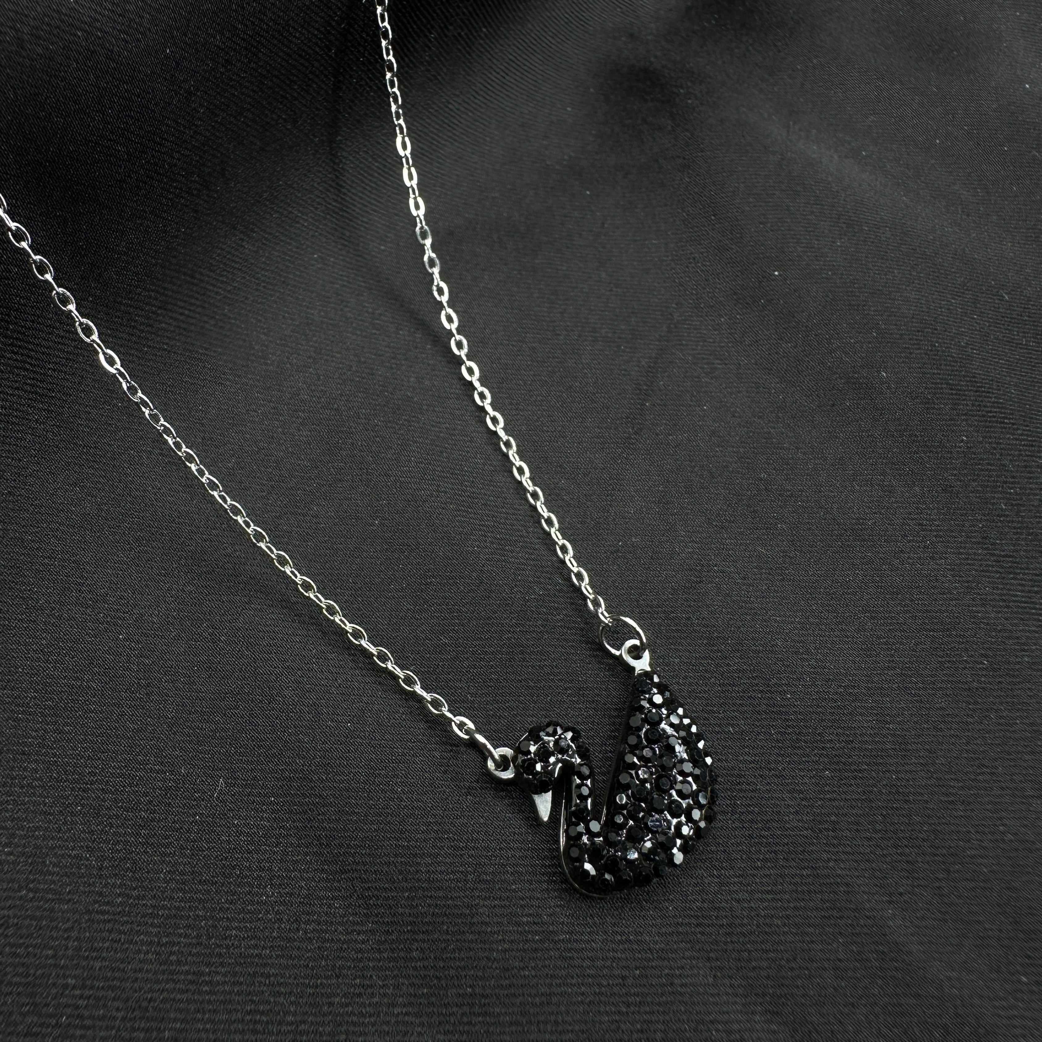 Noir Elegance Swan Necklace