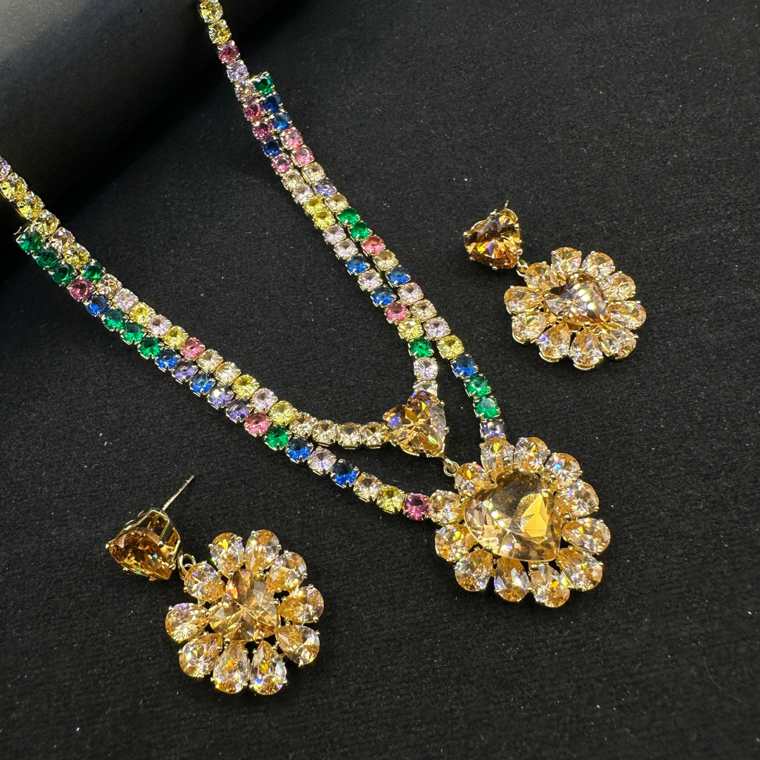 Golden Bloom Rainbow Necklace
