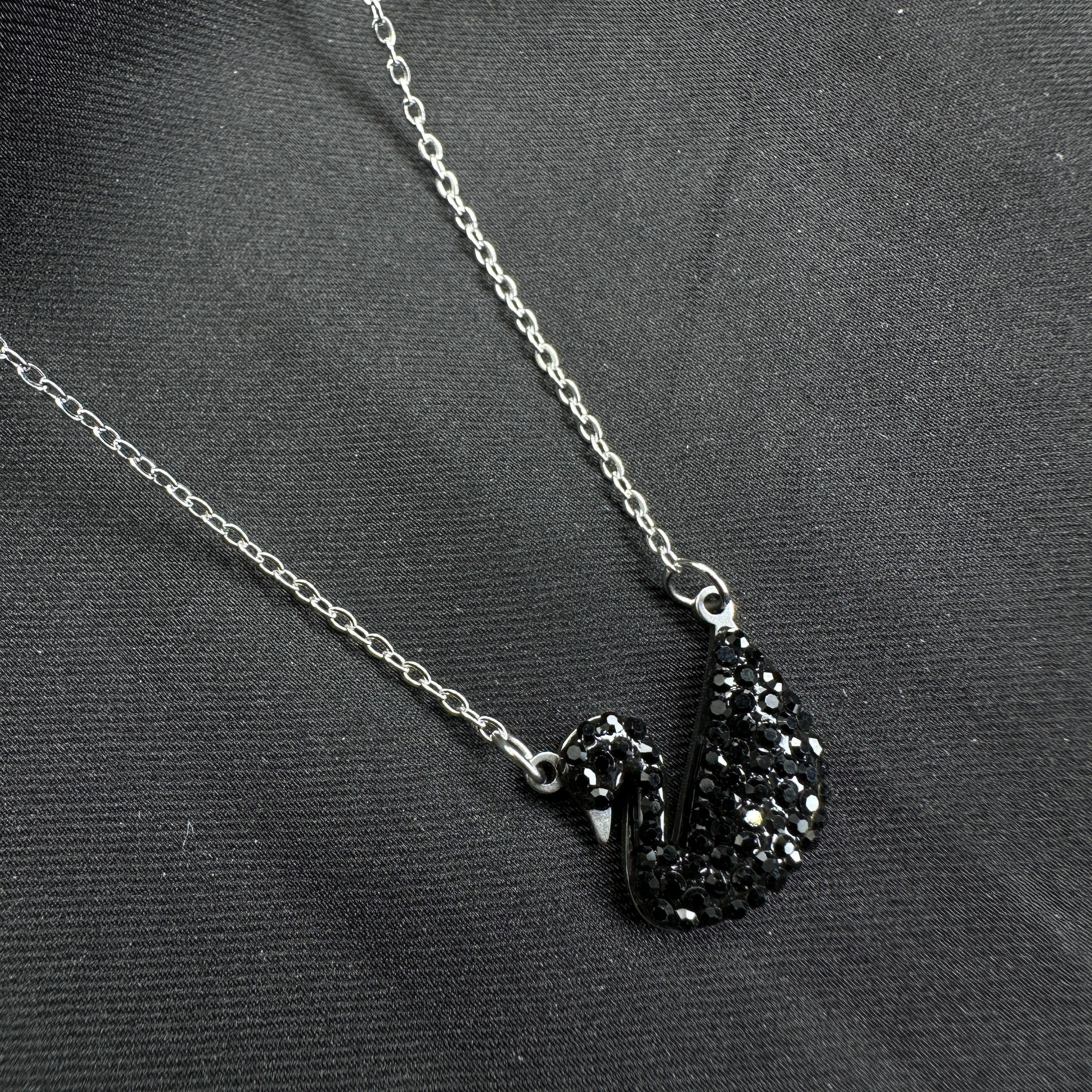 Noir Elegance Swan Necklace