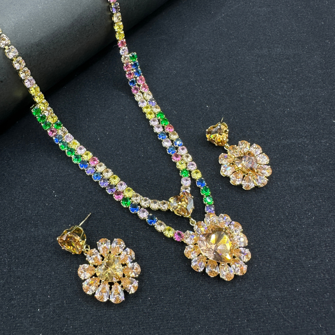 Golden Bloom Rainbow Necklace