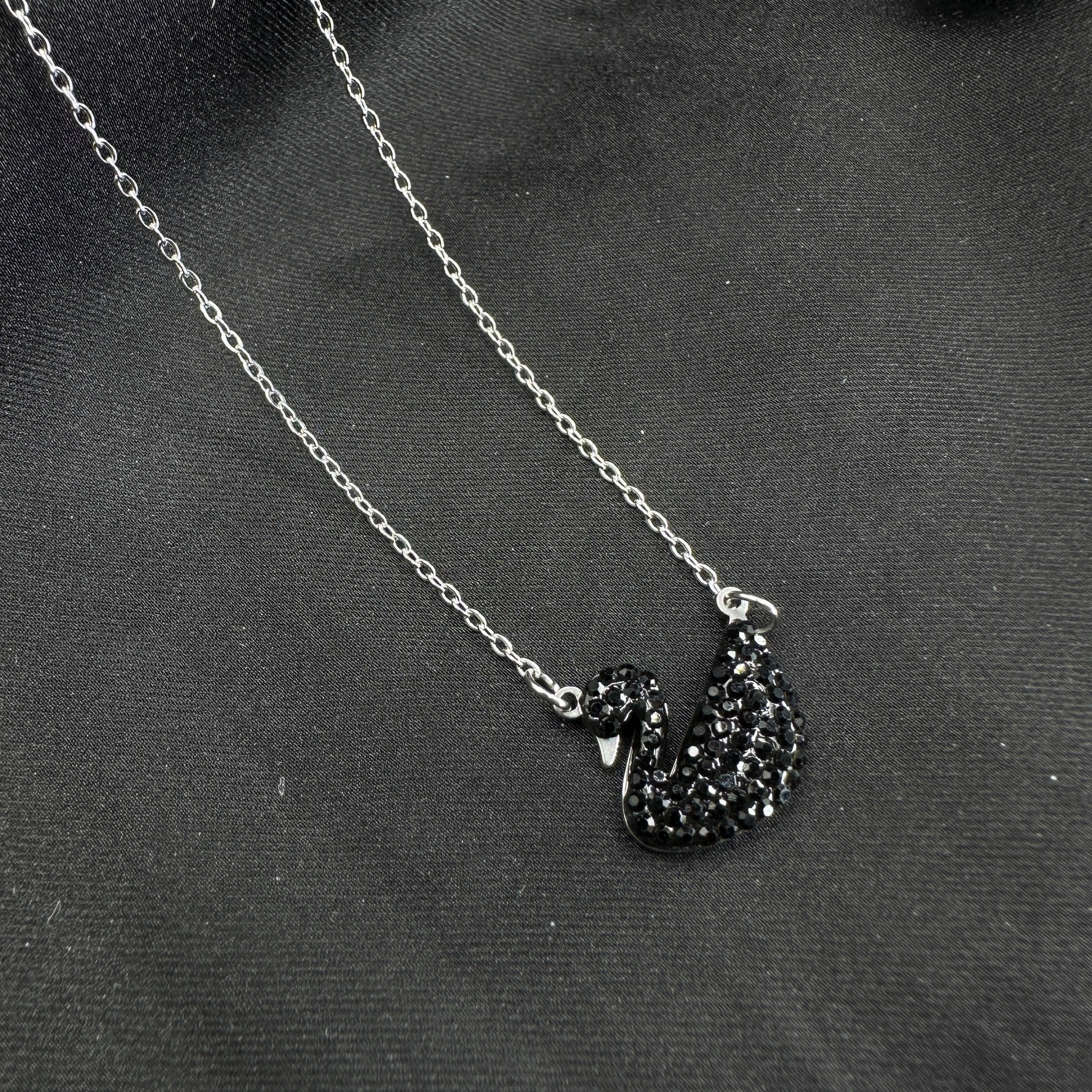 Noir Elegance Swan Necklace