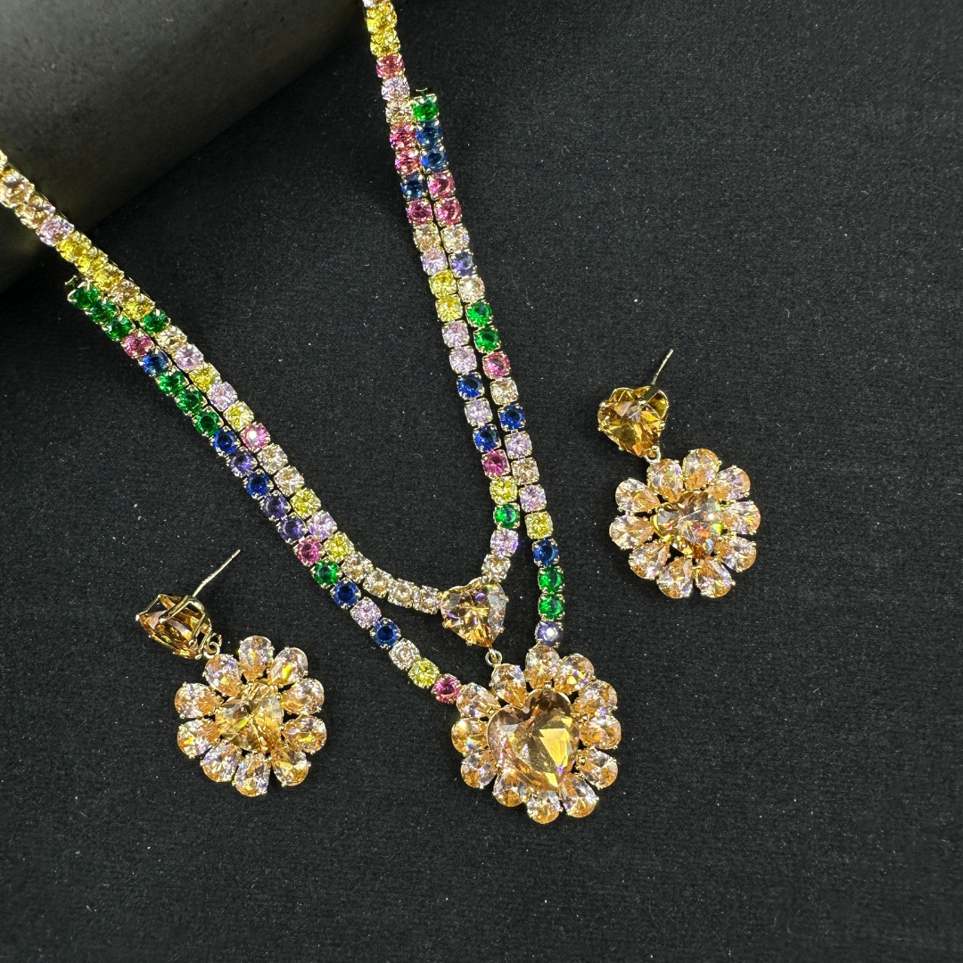 Golden Bloom Rainbow Necklace