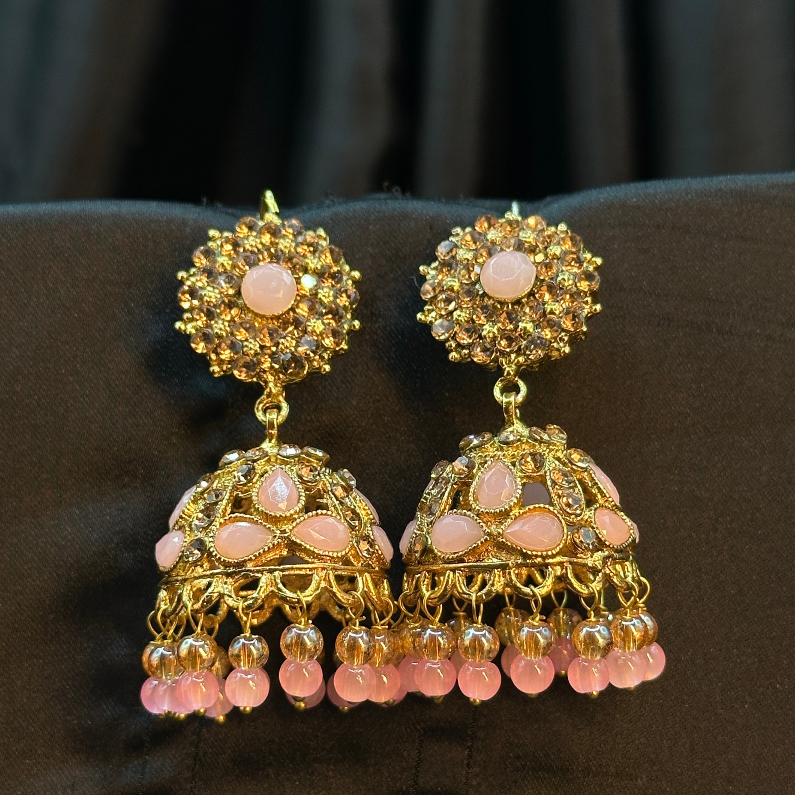 Royal Ruby Jhumka Pink Earrings