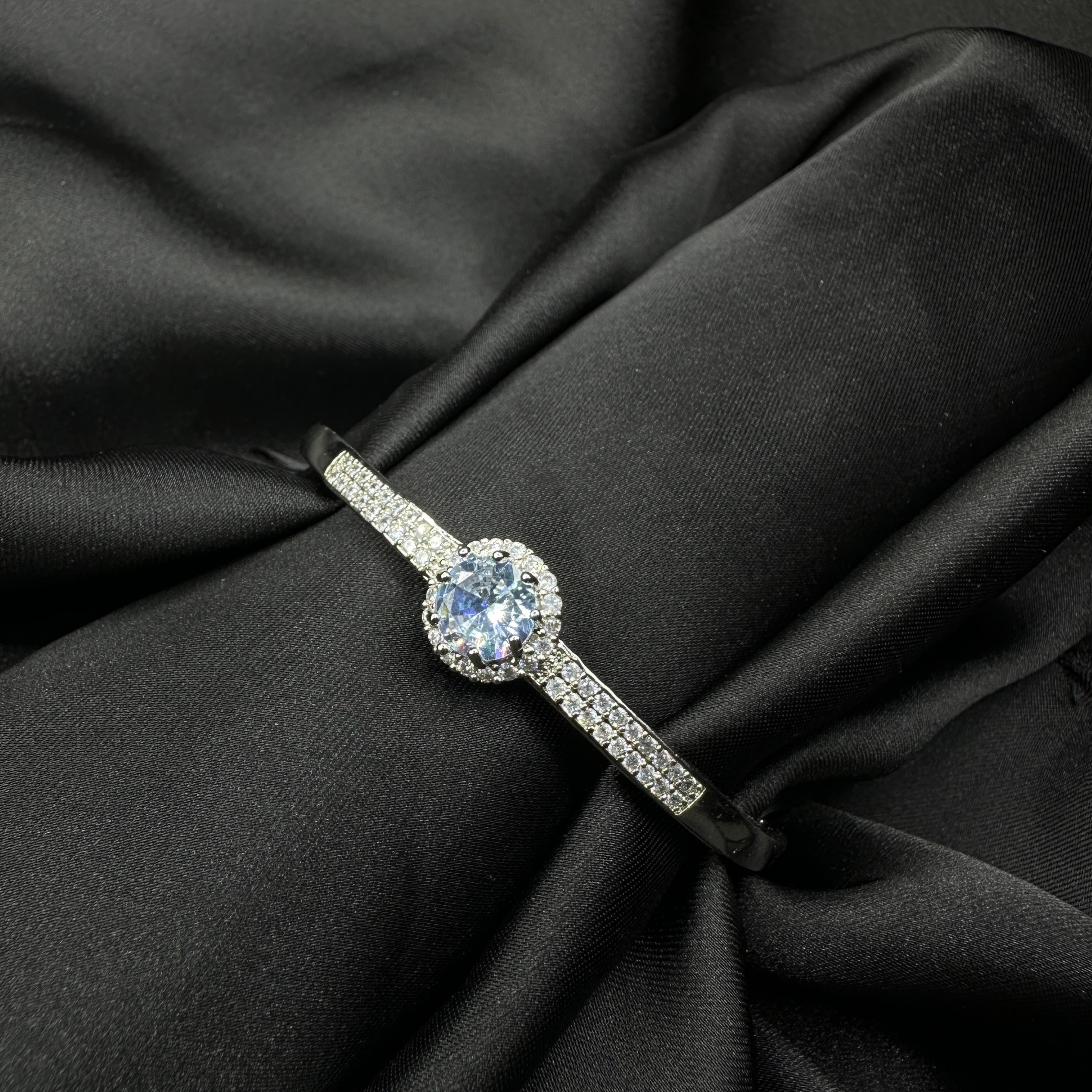 Crystal Halo Solitaire Bangle