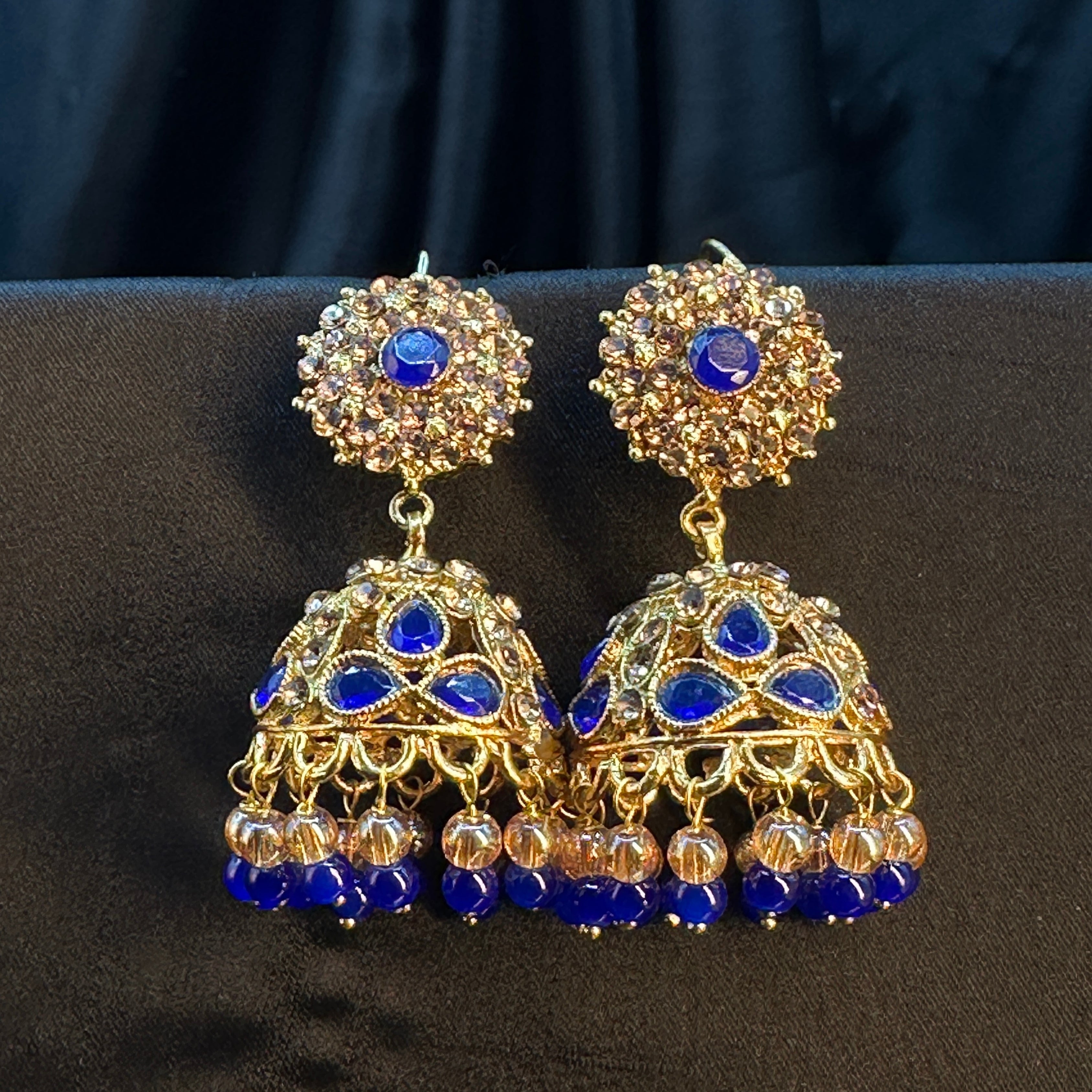 Royal Ruby Jhumka Blue Earring