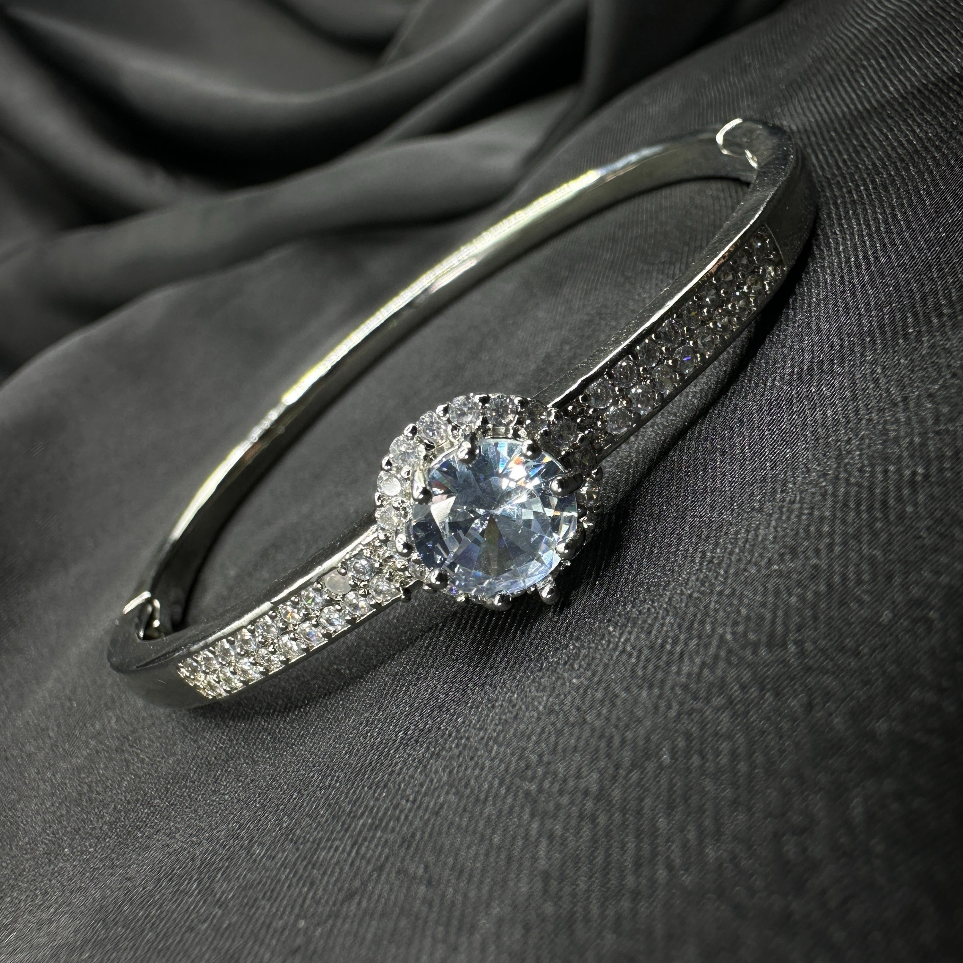 Crystal Halo Solitaire Bangle