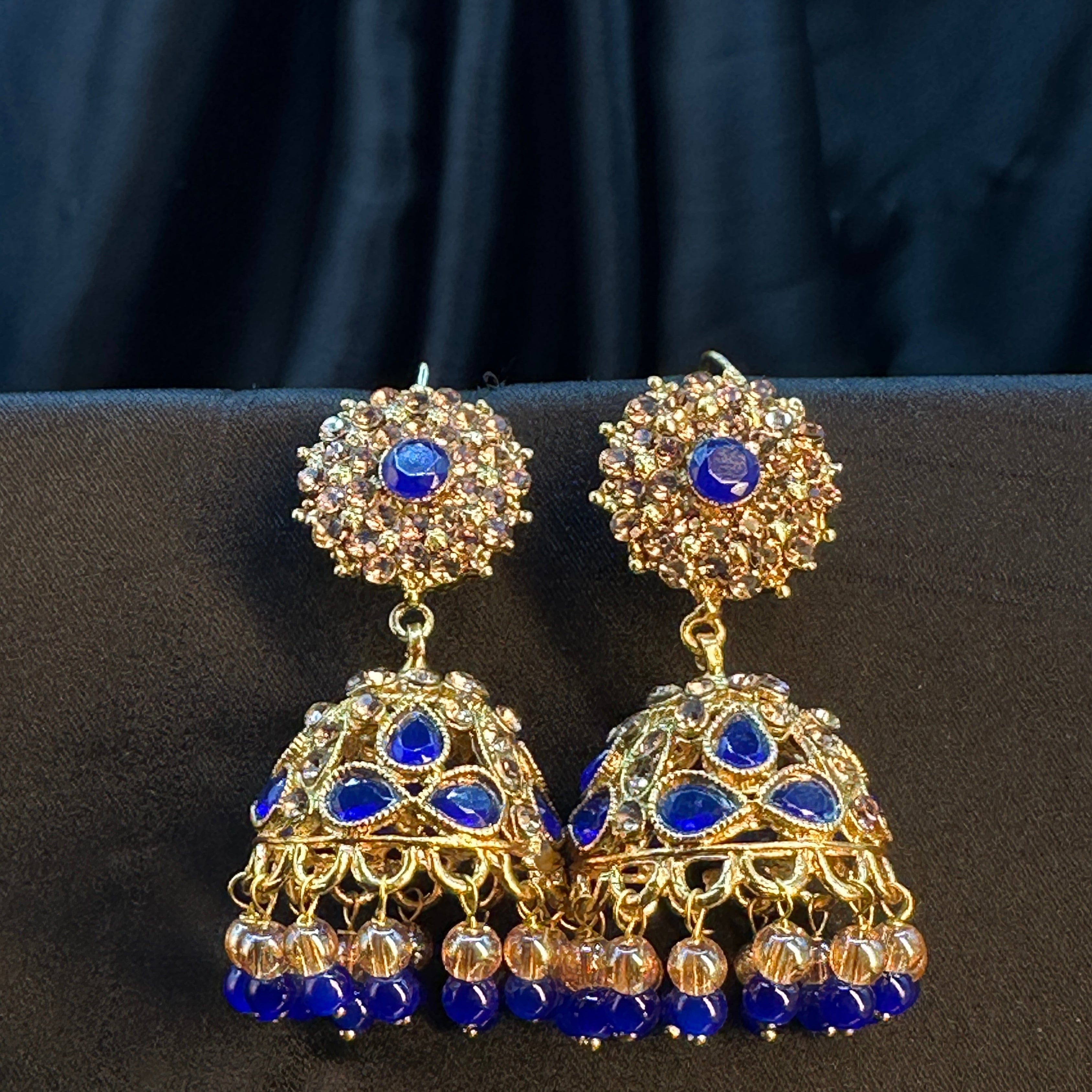 Royal Ruby Jhumka Blue Earring