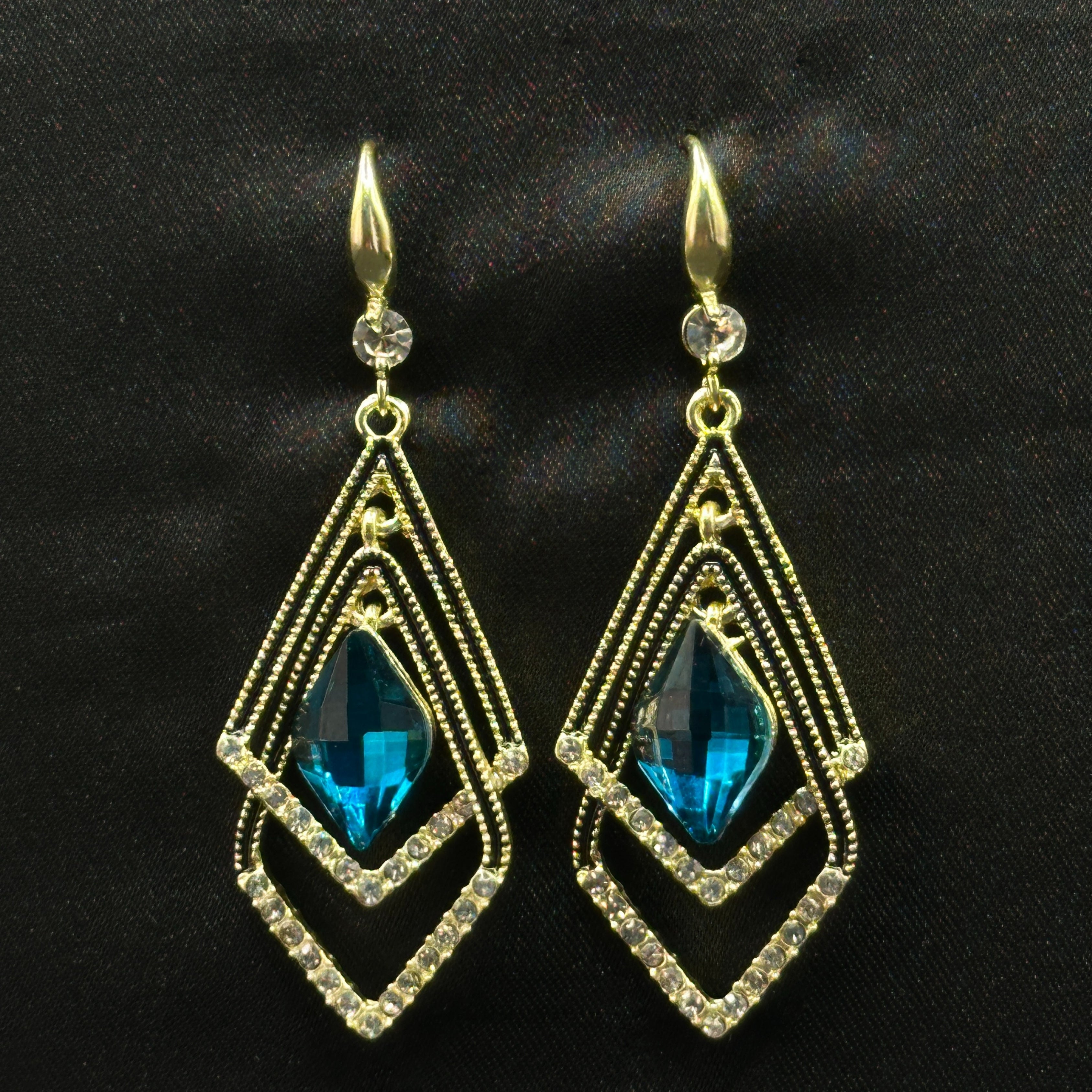 Azure Diamond Drop Blue Earrings