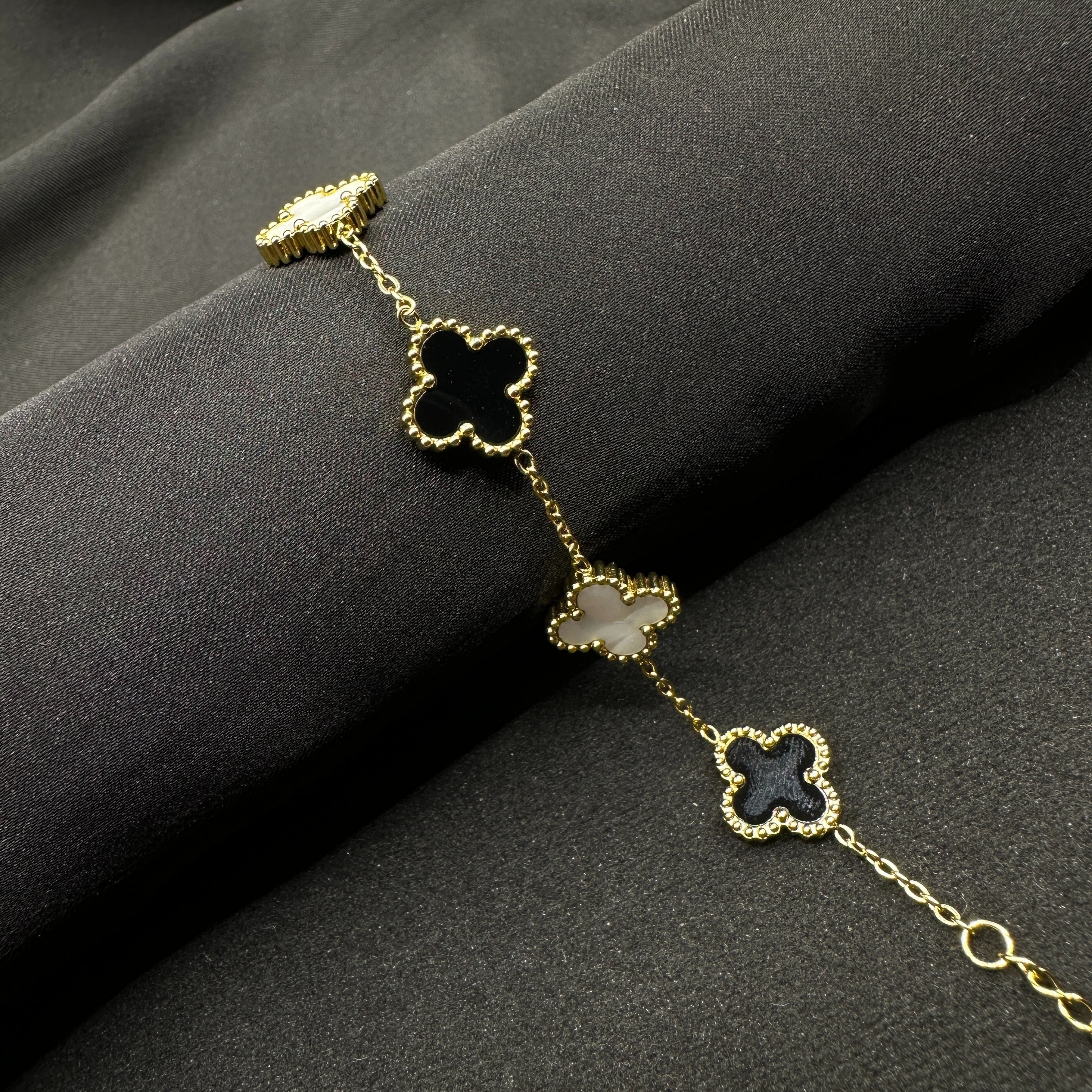 Midnight Clover Charm Bangle