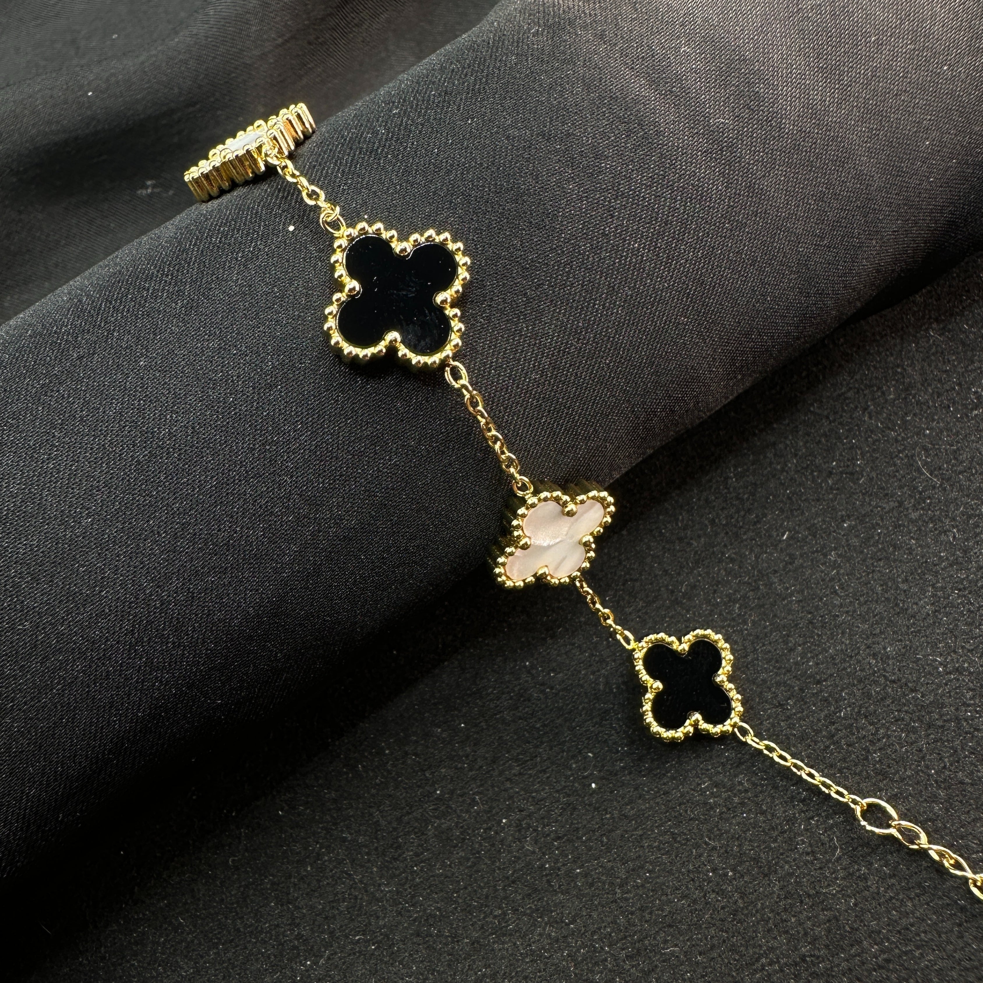 Midnight Clover Charm Bangle