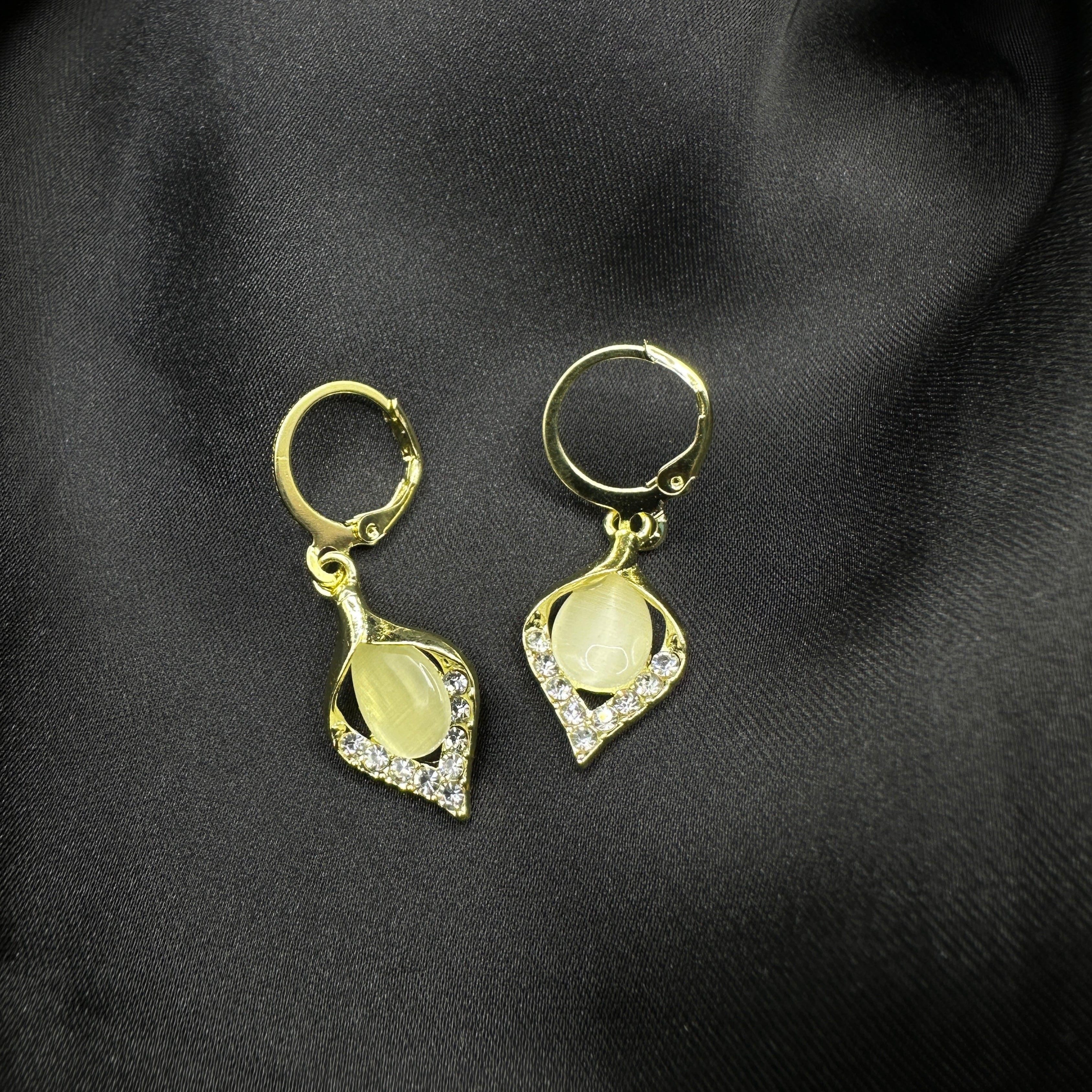 Golden Teardrop Moonstone Earrings