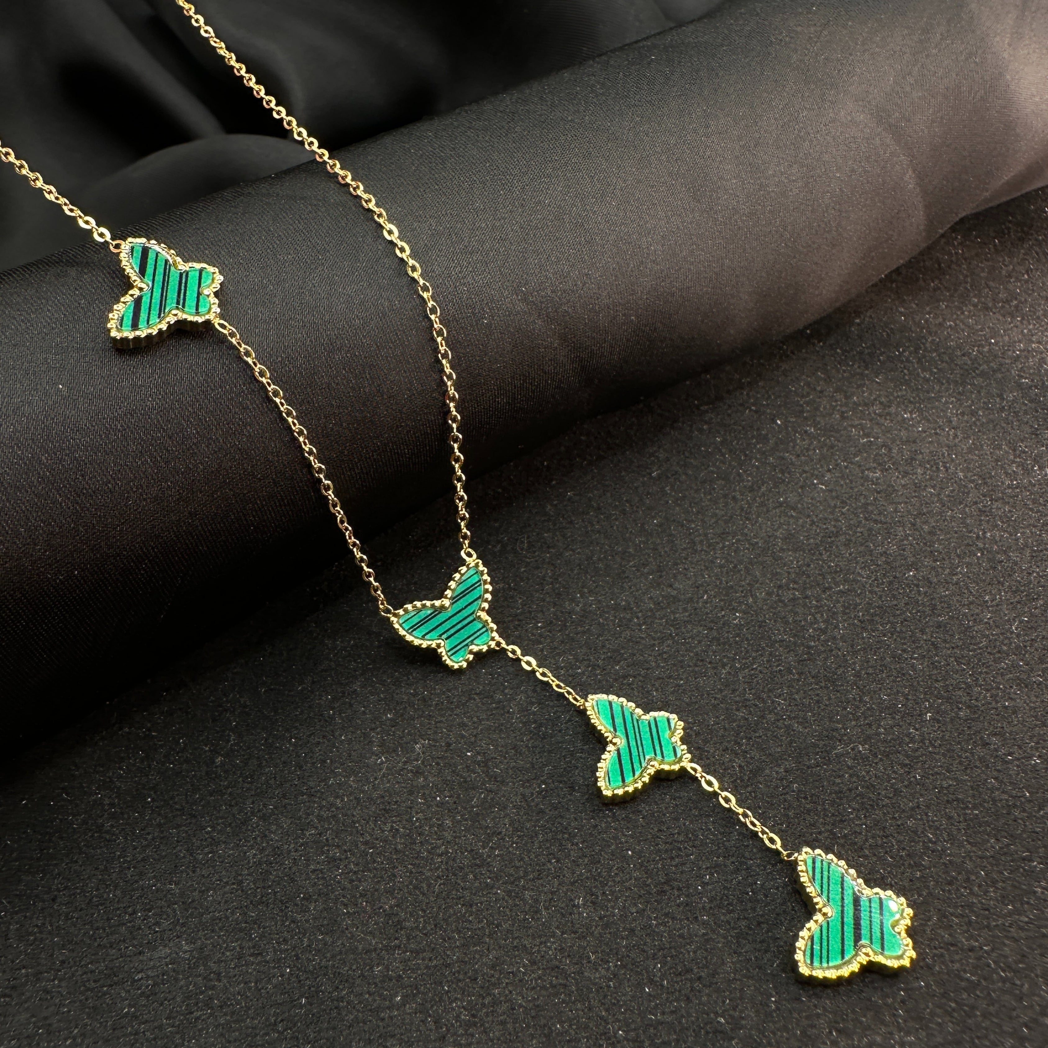 Emerald Flutter Trio Necklace