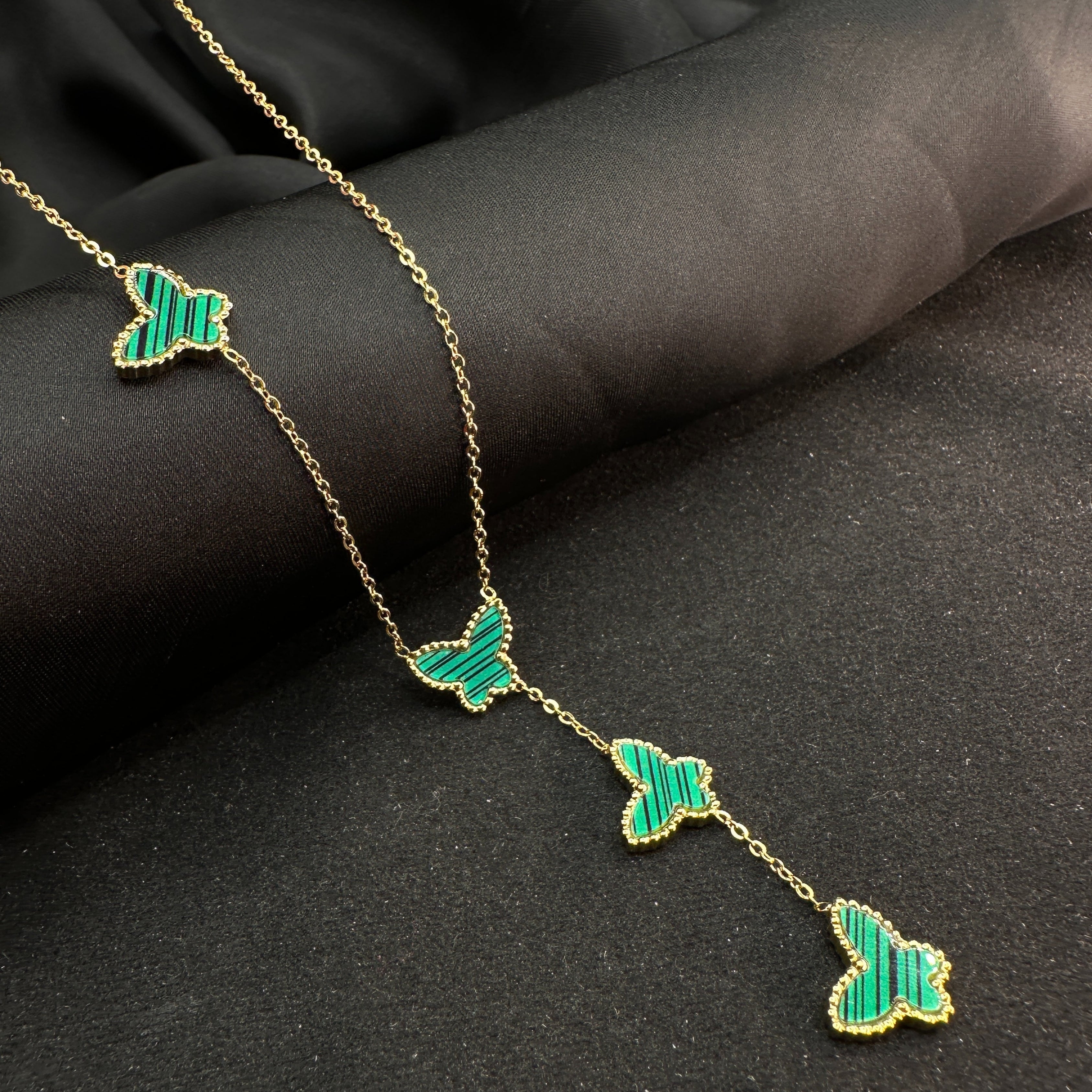 Emerald Flutter Trio Necklace