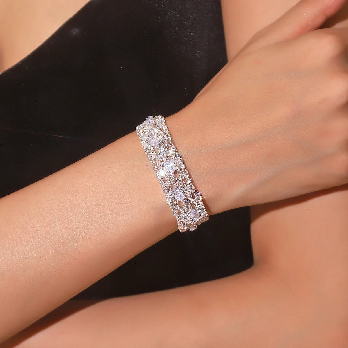 Rhinestone Zircon Open Cuff Elegant Luxury Chic Bracelet