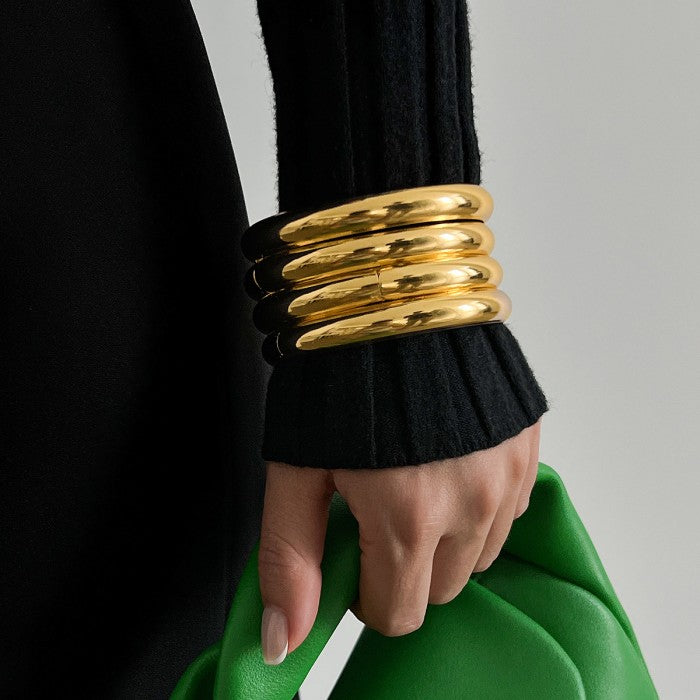 Vintage Punk Geometric Wide Metal Cuff Bracelet