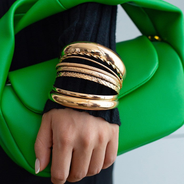 Vintage Punk Geometric Wide Metal Cuff Bracelet