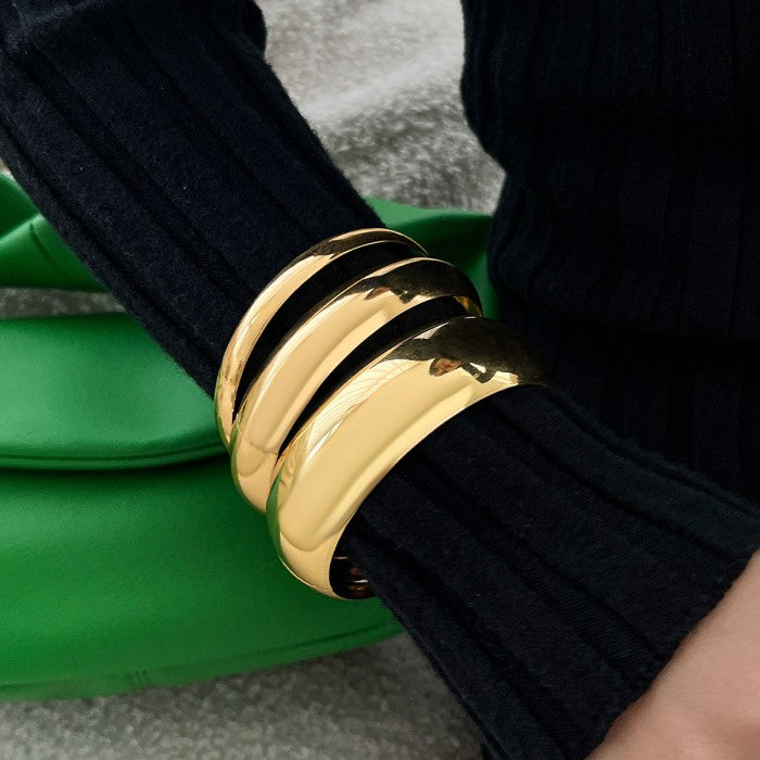 Vintage Punk Geometric Wide Metal Cuff Bracelet